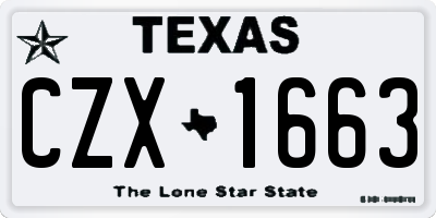 TX license plate CZX1663