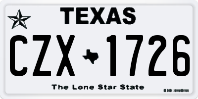 TX license plate CZX1726