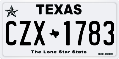 TX license plate CZX1783