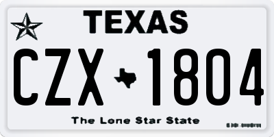 TX license plate CZX1804