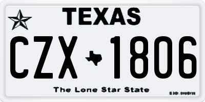 TX license plate CZX1806