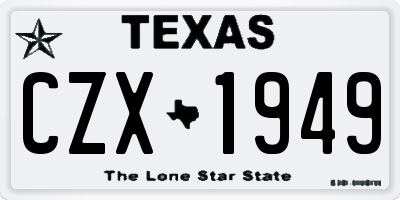 TX license plate CZX1949