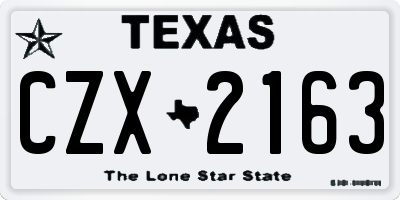 TX license plate CZX2163