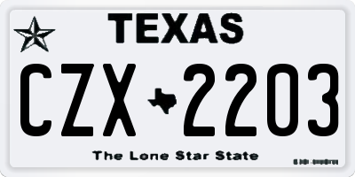 TX license plate CZX2203