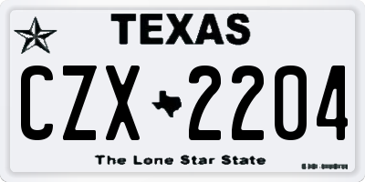 TX license plate CZX2204