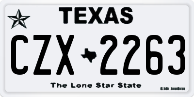 TX license plate CZX2263
