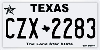 TX license plate CZX2283