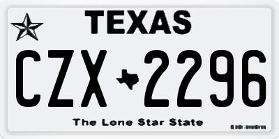 TX license plate CZX2296