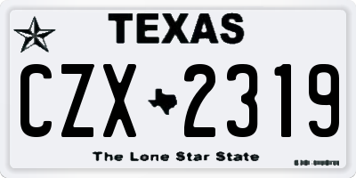 TX license plate CZX2319