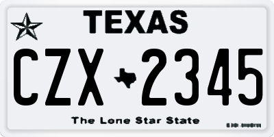 TX license plate CZX2345