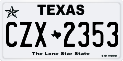 TX license plate CZX2353