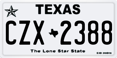 TX license plate CZX2388
