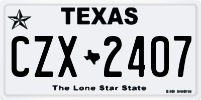 TX license plate CZX2407