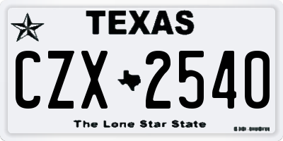 TX license plate CZX2540