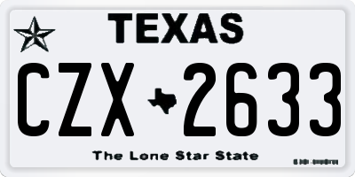TX license plate CZX2633