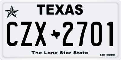 TX license plate CZX2701