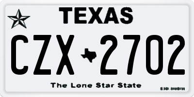 TX license plate CZX2702