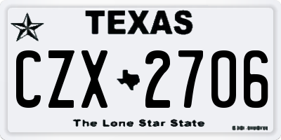 TX license plate CZX2706