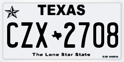 TX license plate CZX2708