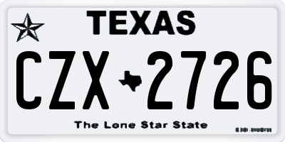 TX license plate CZX2726