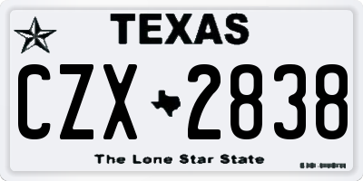 TX license plate CZX2838