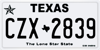 TX license plate CZX2839