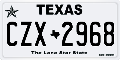 TX license plate CZX2968