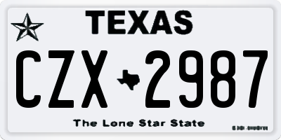 TX license plate CZX2987