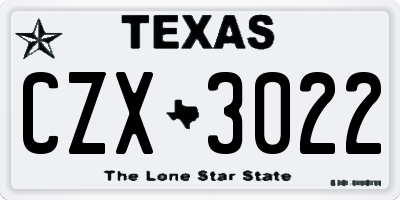 TX license plate CZX3022