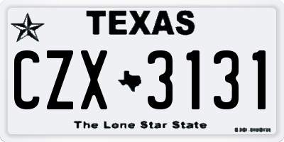 TX license plate CZX3131