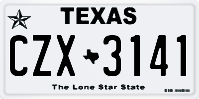 TX license plate CZX3141