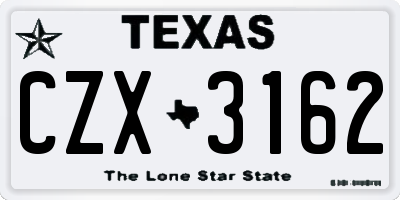 TX license plate CZX3162
