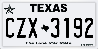 TX license plate CZX3192