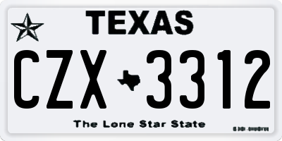 TX license plate CZX3312