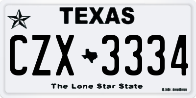 TX license plate CZX3334