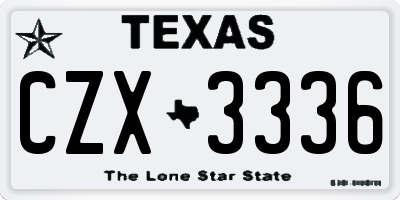 TX license plate CZX3336
