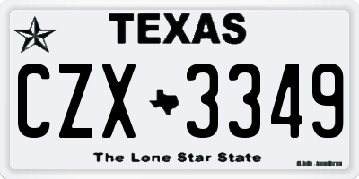 TX license plate CZX3349