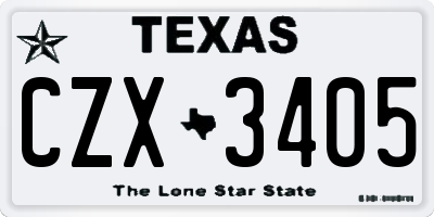 TX license plate CZX3405