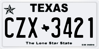 TX license plate CZX3421