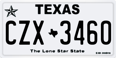 TX license plate CZX3460