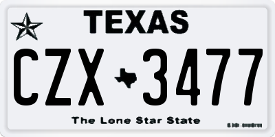TX license plate CZX3477