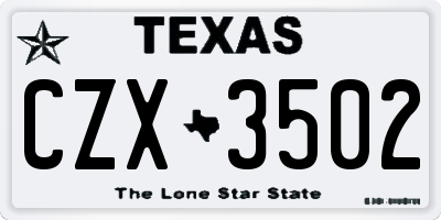 TX license plate CZX3502
