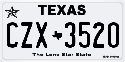 TX license plate CZX3520