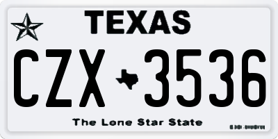 TX license plate CZX3536