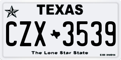 TX license plate CZX3539