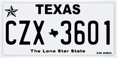 TX license plate CZX3601