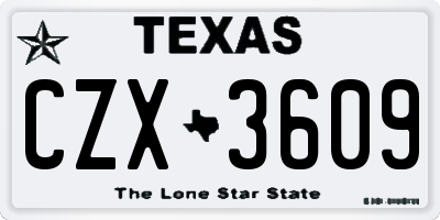 TX license plate CZX3609