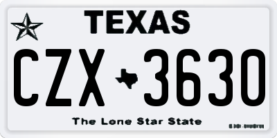 TX license plate CZX3630