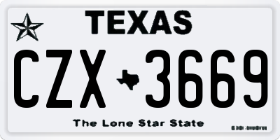 TX license plate CZX3669