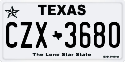 TX license plate CZX3680